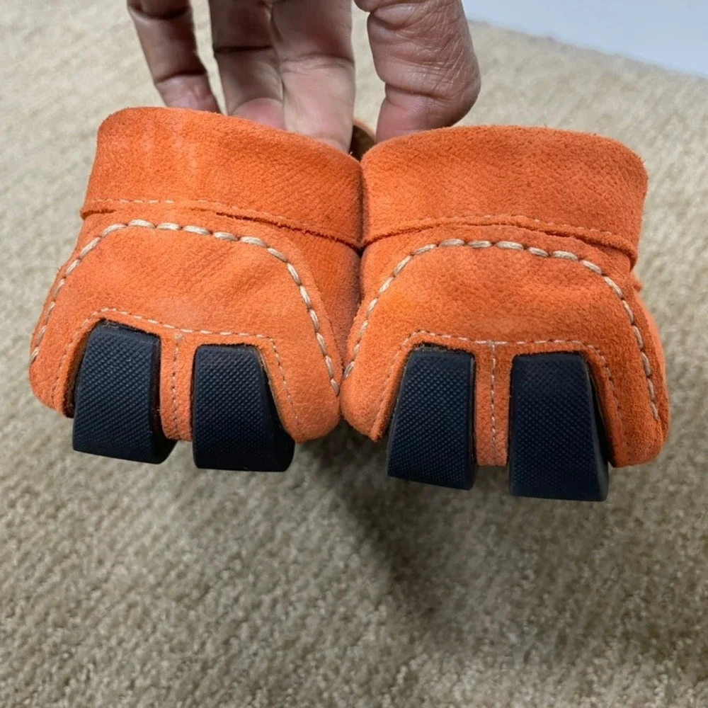 BOSS Hugo Boss Penny Loafers Men 43 Orange US 10 Suede Driving Shoes Bold Casual